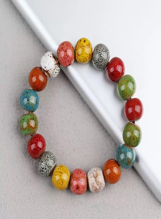 KURTCB Boho Hippie Ceramic Beaded Necklace Bracelet for Women Statement Chunky Bohemian Colorful Beads Strand Necklace Bracelet (Style 1) - Image 3